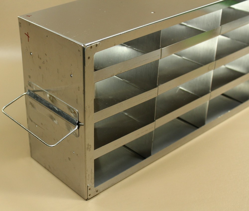 Eleven cryogenic stainless steel bins. 16 sections per bin.