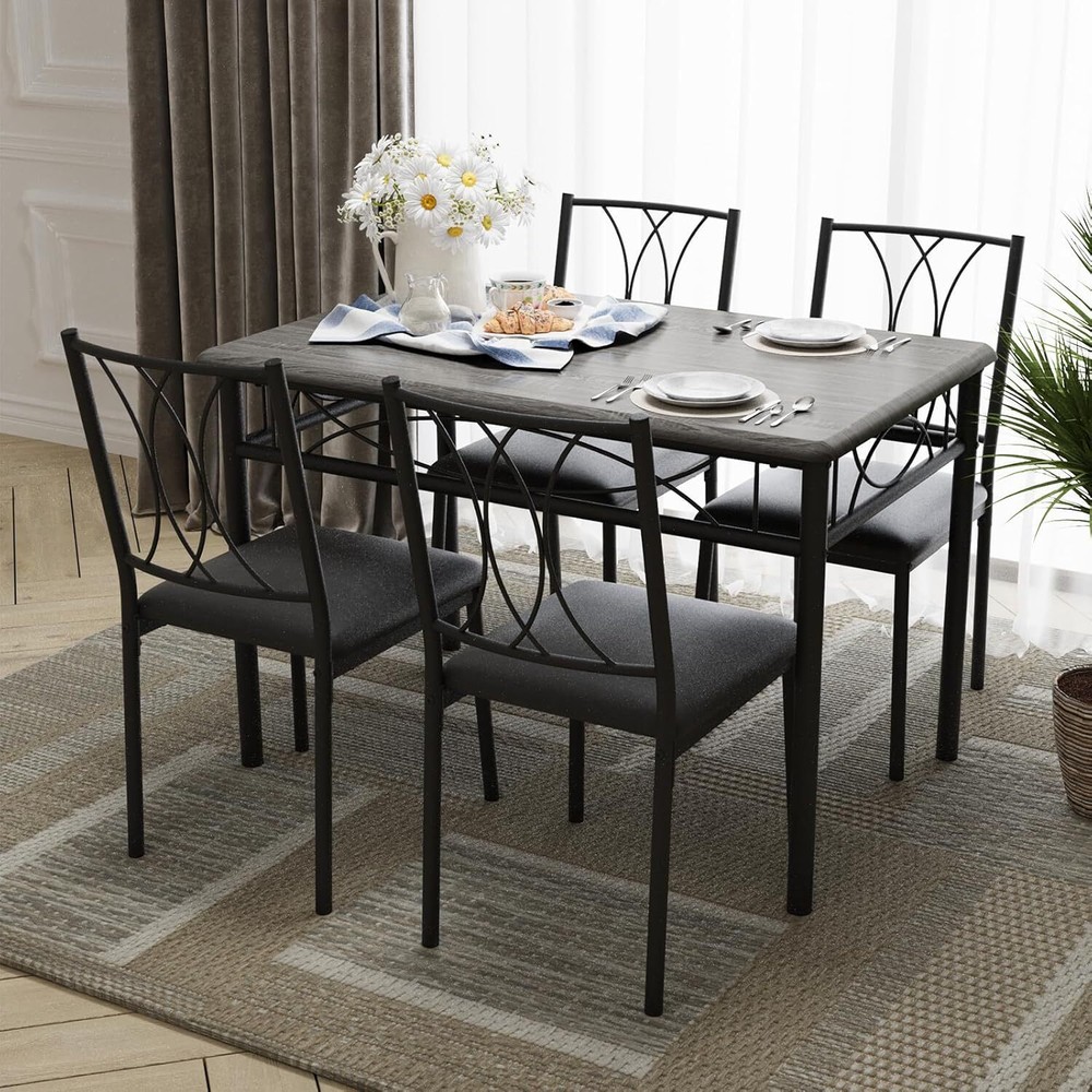 Dining Table Set for 4, Ktichen Table with 4 Chairs for Kitchen & Dining Room