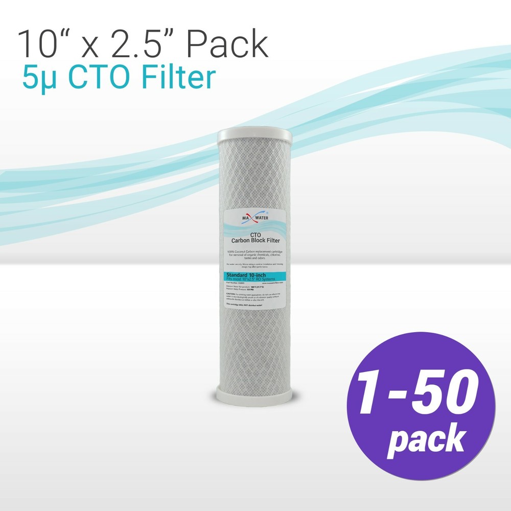 1-25 Pcs 10" x 2.5" CTO Coconut shell Carbon Block Water Filter Reverse Osmosis