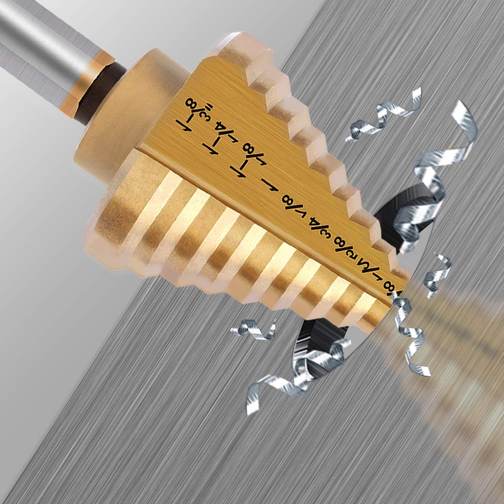 Titanium Step Drill Bit, Zhushan High Speed Steel 10 Steps