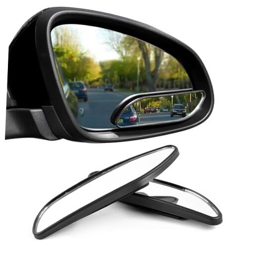 2 PCS Blind Spot Mirror, Adjustable Wide Angle Convex Side Framed Medium