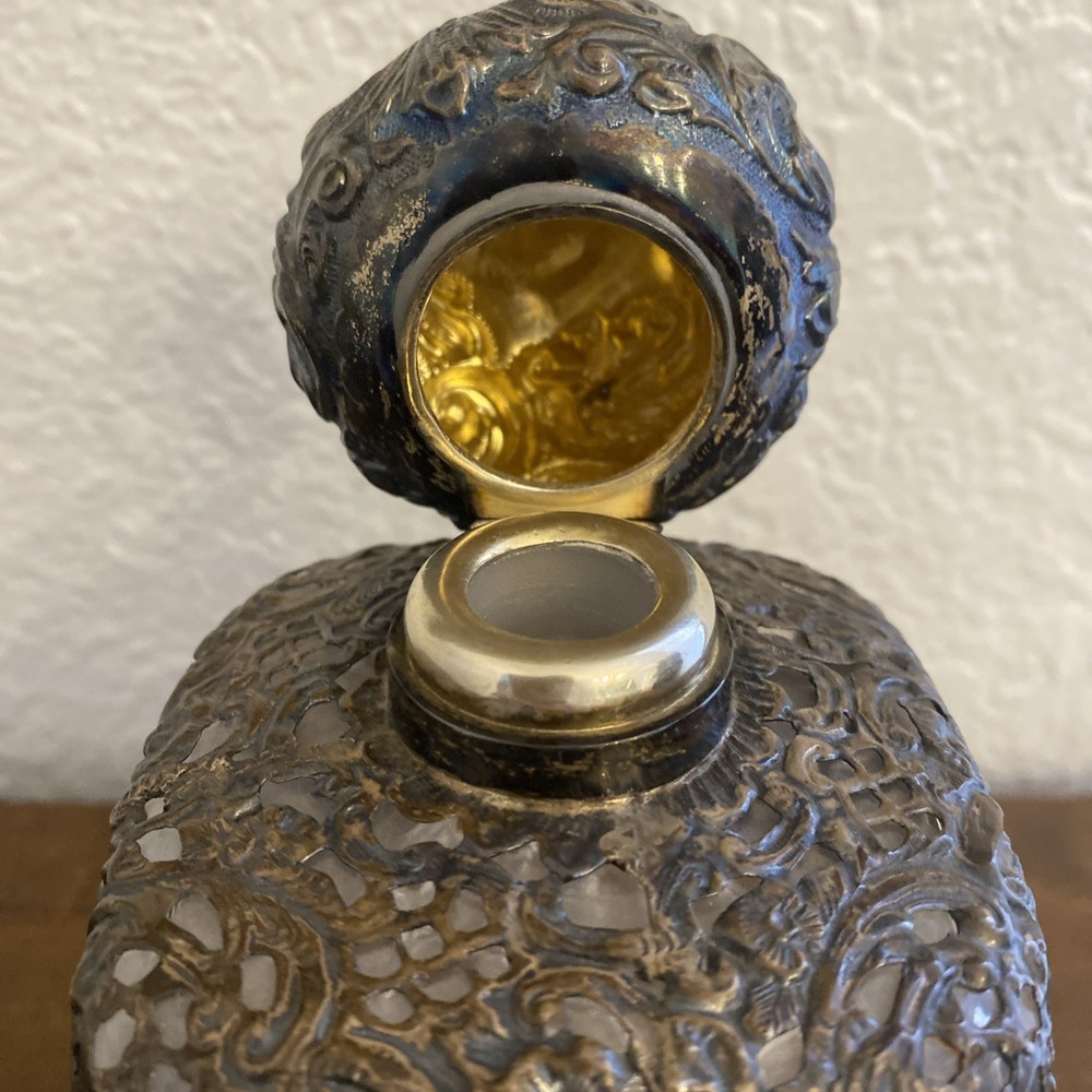 Antique Decanter Crystal & Sterling Silver