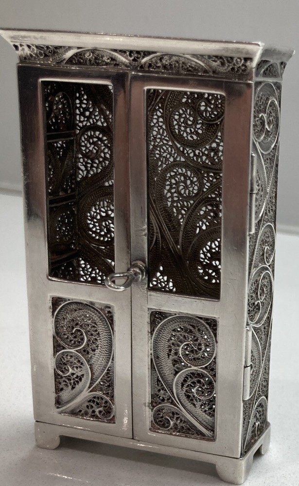 Sterling Silver Miniature Closet  Filigree