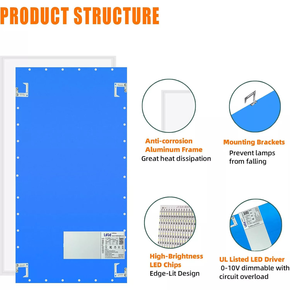 2X4FT LED Flat Panel Light 7800LM 4X75W 5000K Drop Ceiling Ceiling Office Lights