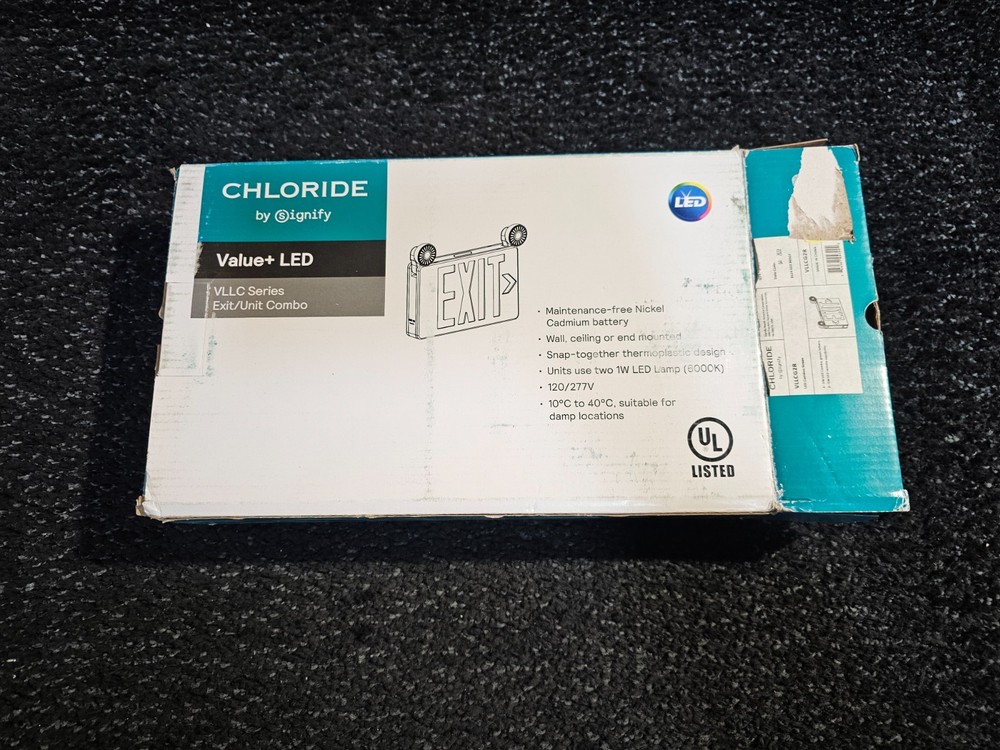 Chloride VLLCG2R Value+LED Exit/Emergency Light Combo White Housing/Green Letter