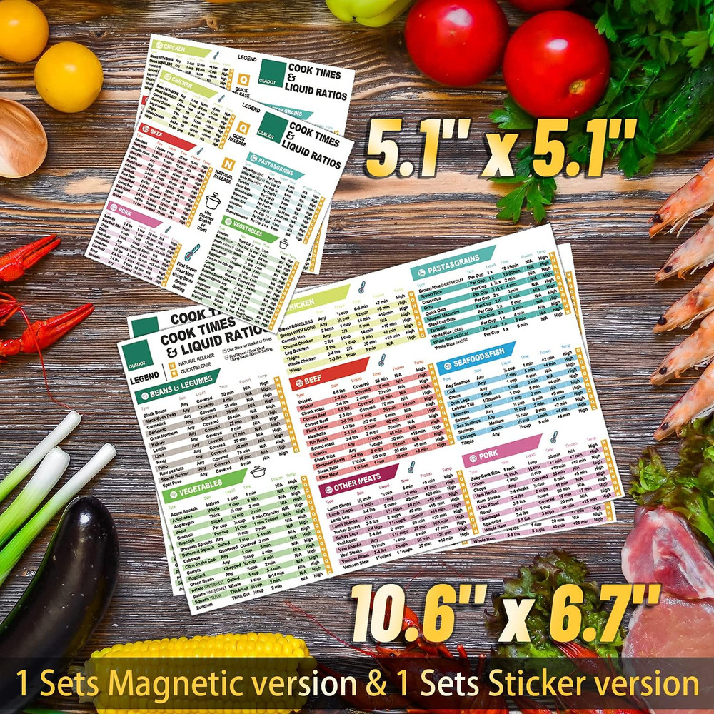 Instant Pot Cheat Sheet Magnet Set Accessories Quick Reference Guide