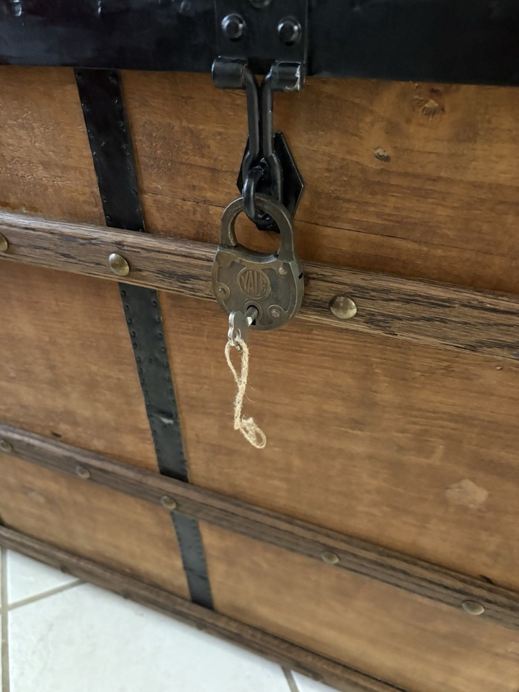 LARGE 1908 Vintage Dome Trunk with Key and Handle