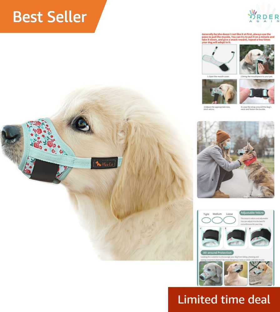 Dog Muzzle Nylon Breathable Adjustable Bite Chewing Barking Safe Fit