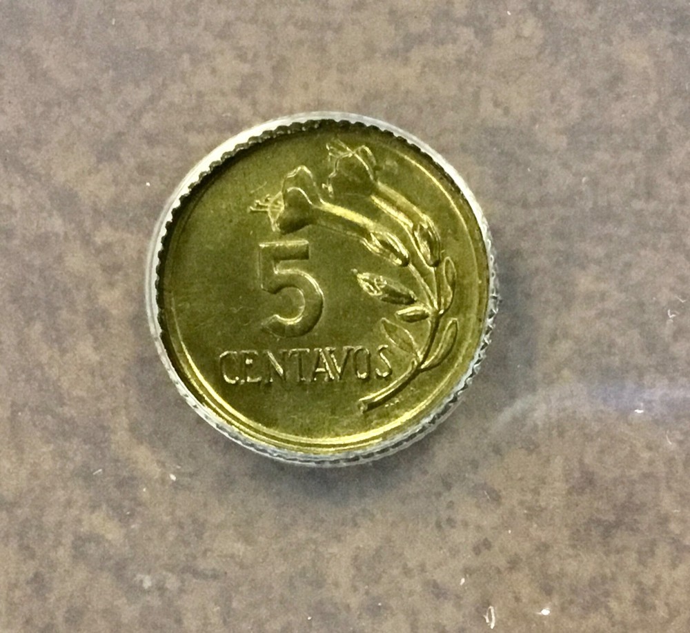 Peru 5c MINT ERROR ANACS MS64 UNIFACE die cap? 1966-68