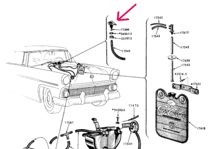 WINDSHIELD WASHER NOZZLE FOR 1952-1956 FORD CAR