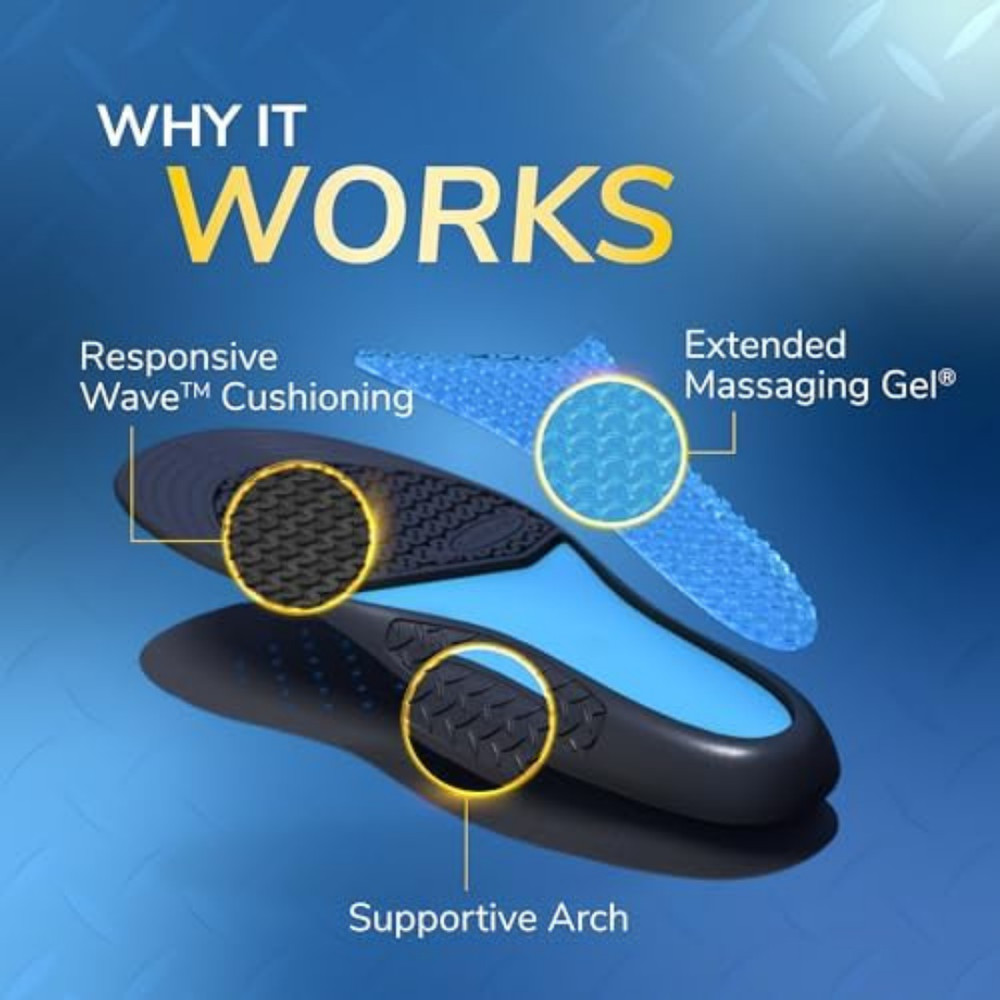 Dr. Scholls WORK Massaging Gel Advanced Insoles for Men Shoe Inserts