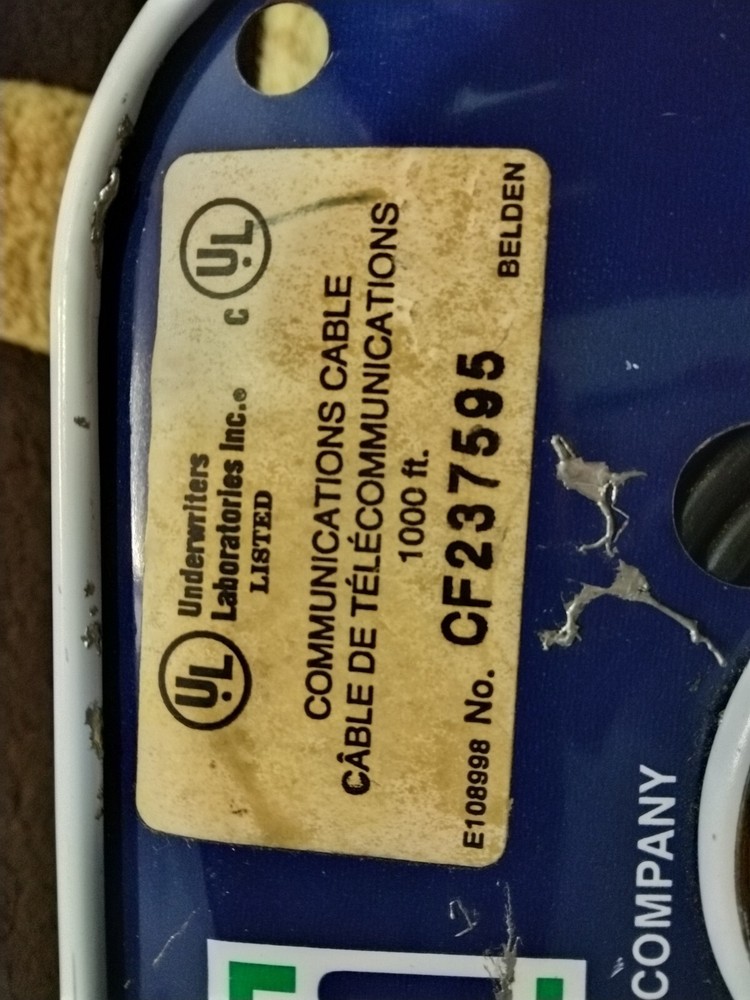 Beldon Communications Cable ~1000 ft "CF237595" "E108998"