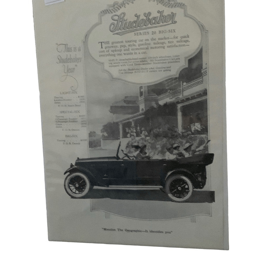 Vintage 1920 Studebaker Series 20 Big Six Ad Advertisement