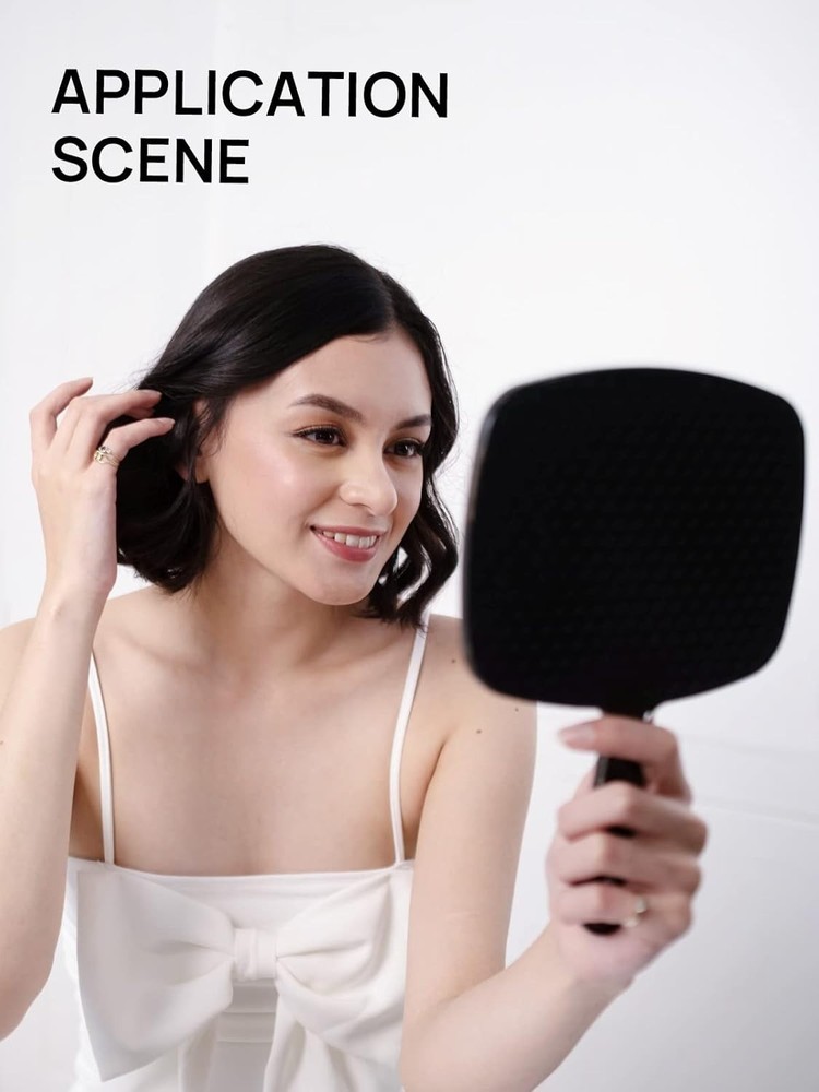 Foldable Hand Mirror - Black Classic Design with No Distortion, Includes Comb