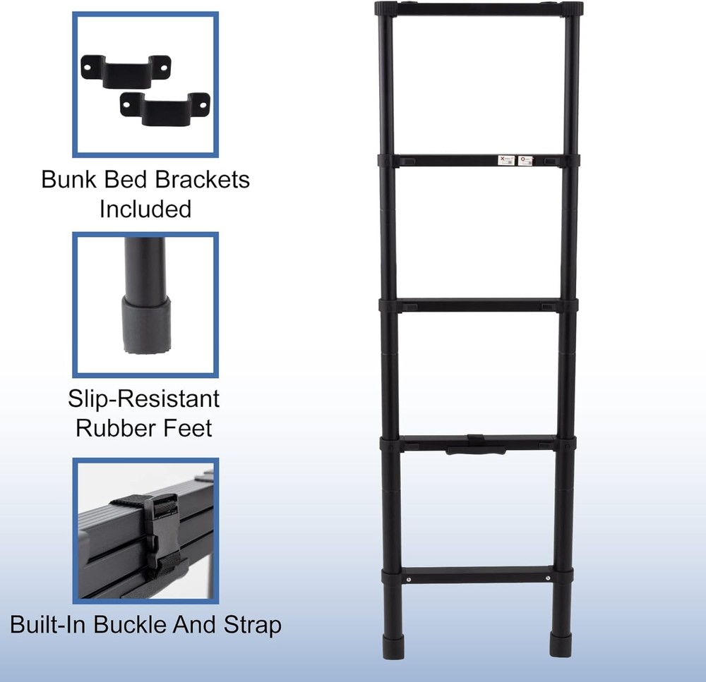 RecPro RV Telescoping Bunk Bed Ladder | Includes Mounting Brackets 60, Black