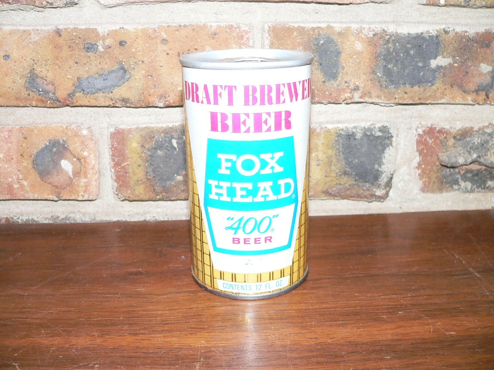 Vintage Draft Fox Head 400 Beer Pull Tab Straight Steel Beer Can~Bottom Opened