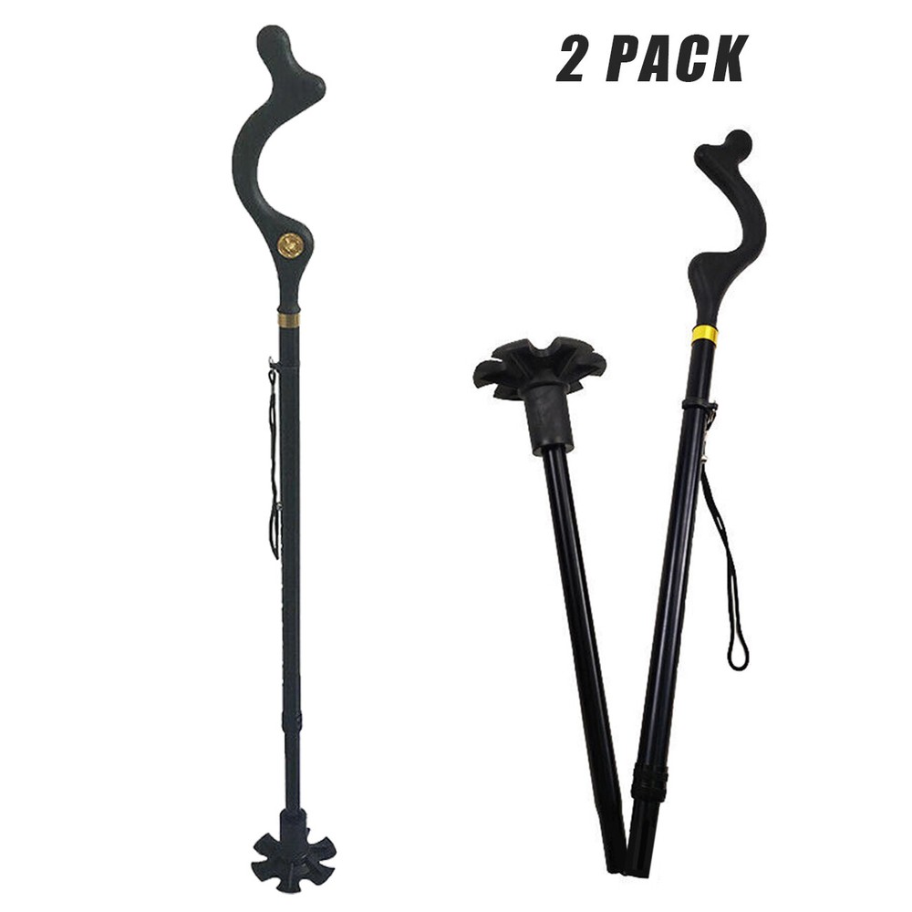 Ergonomic 2-Pack Folding Walking Sticks, Retractable & Adjustable for Elders