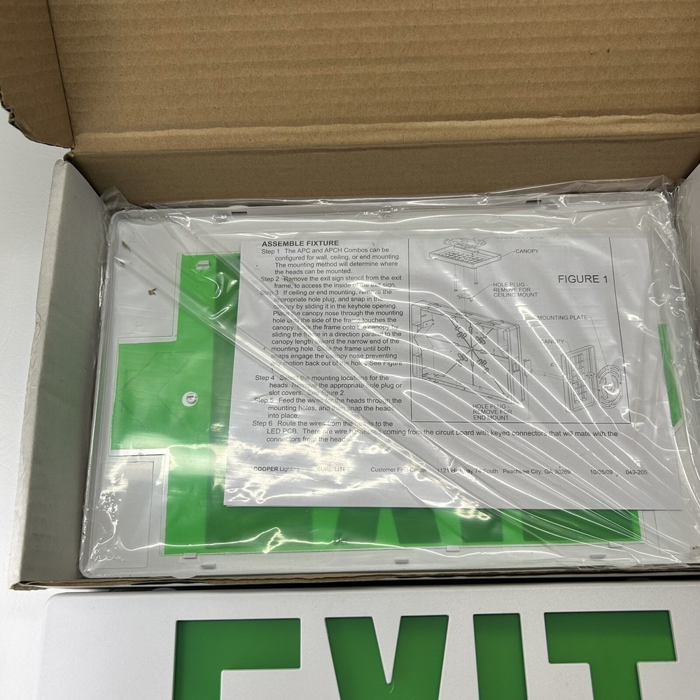 EXIT SIGN Cooper Lighting All Pro Green/White Plastic LED Exit, 120/277VAC APC7G