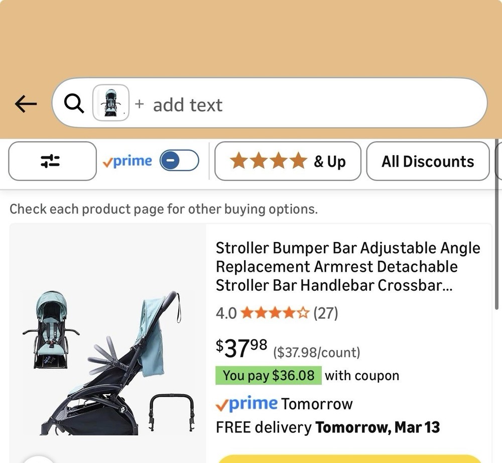 Adjustable Baby Stroller Bumper Bar Detachable Handle