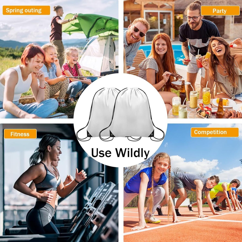 Drawstring Bags Bulk, Backpack Polyester String Bag Cinch White