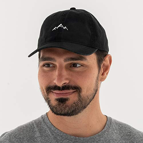Mountain Dad Hat - Unstructured Soft Cotton Cap Black