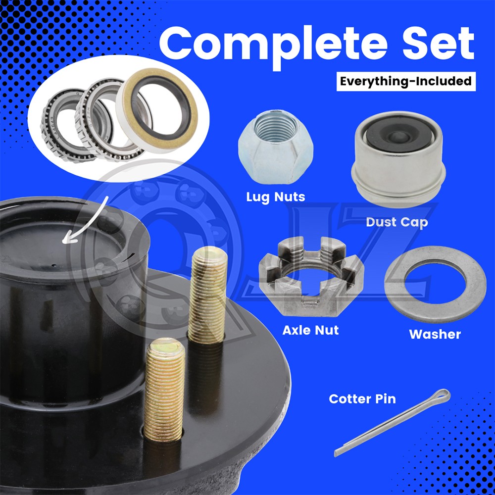 [2-Set] 3,500lb Trailer Axle Idler Kit 5 on 4.5" Pre-Greased with Hardware