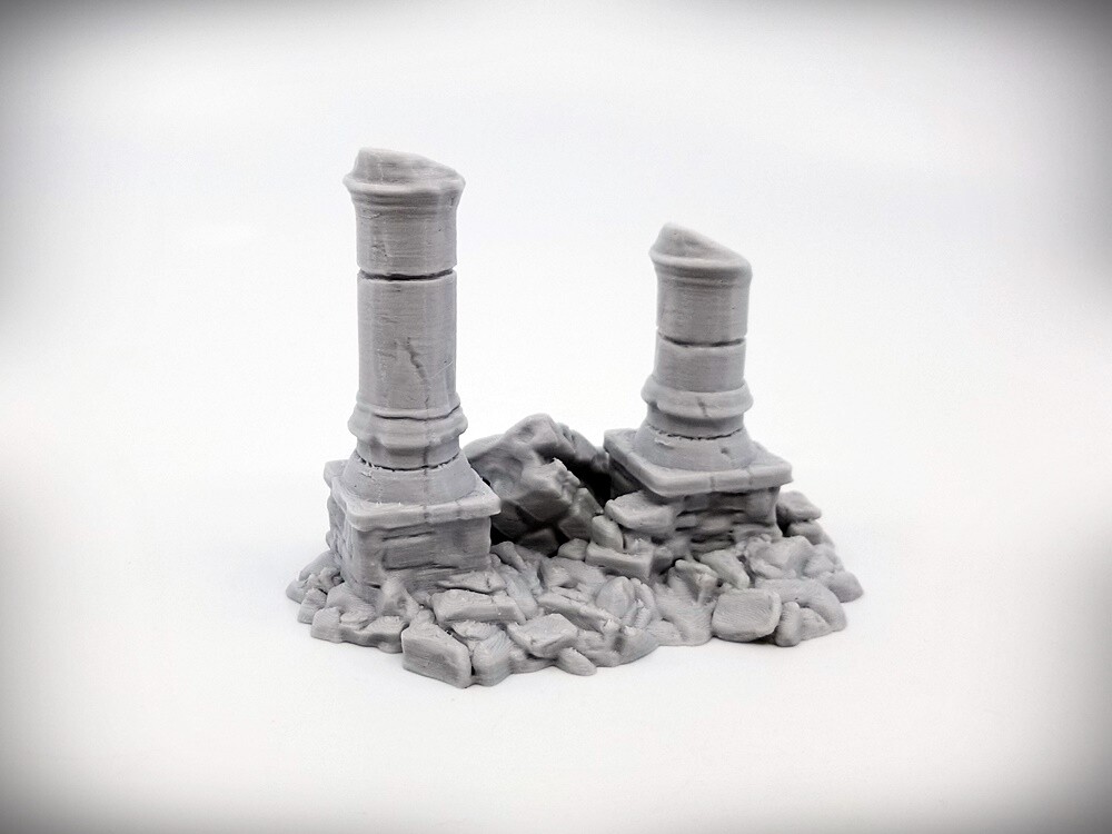Ruined Columns Starter Bundle B (Small) 3 Pieces -Tabletop Wargaming RPG terrain