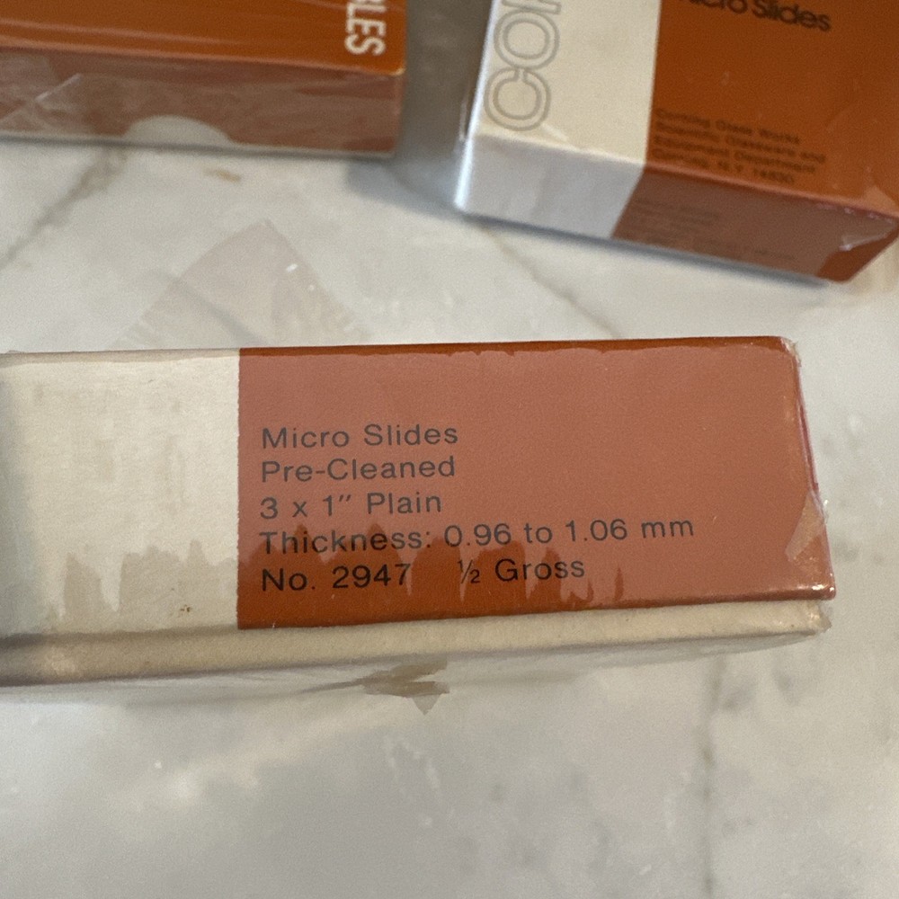 3 Corning 2947 Micro Slides – Plain Glass Microscope Slides ,(box Never Opened)