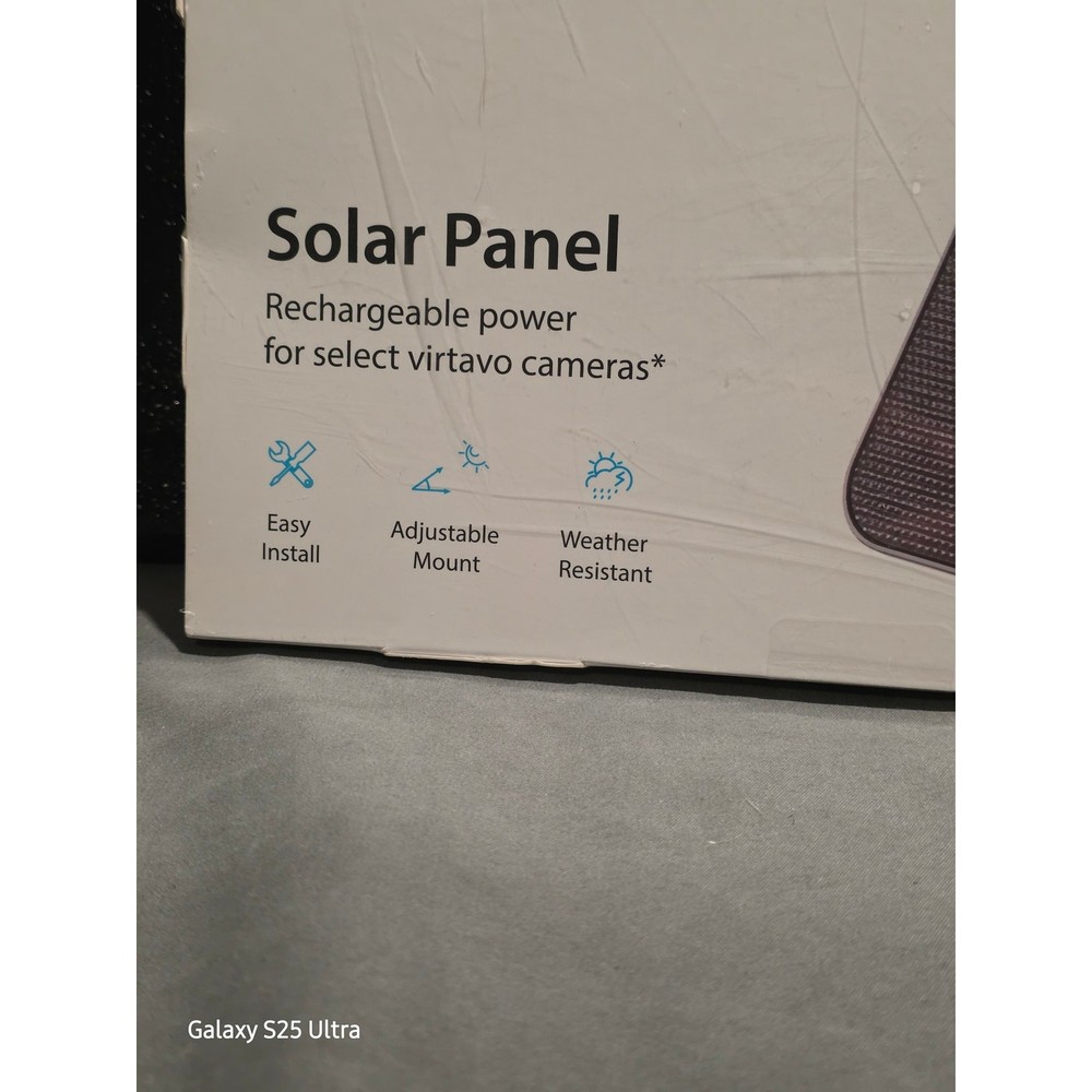 Virtavo Solar Panel for Security Cameras – Weather Resistant – Adj. Mount – New