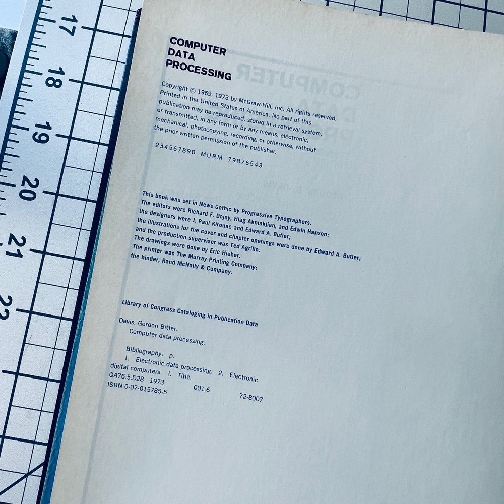 Computer Data Processing Gordon Davis 1973 Second Ed Vintage Computing Computers