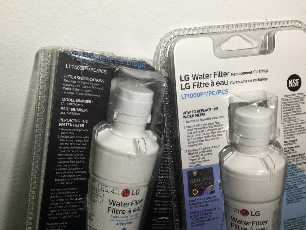 2 PK LG LT1000P/PC/PCS ADQ747935, Refrigerator Water Filter (damage package)