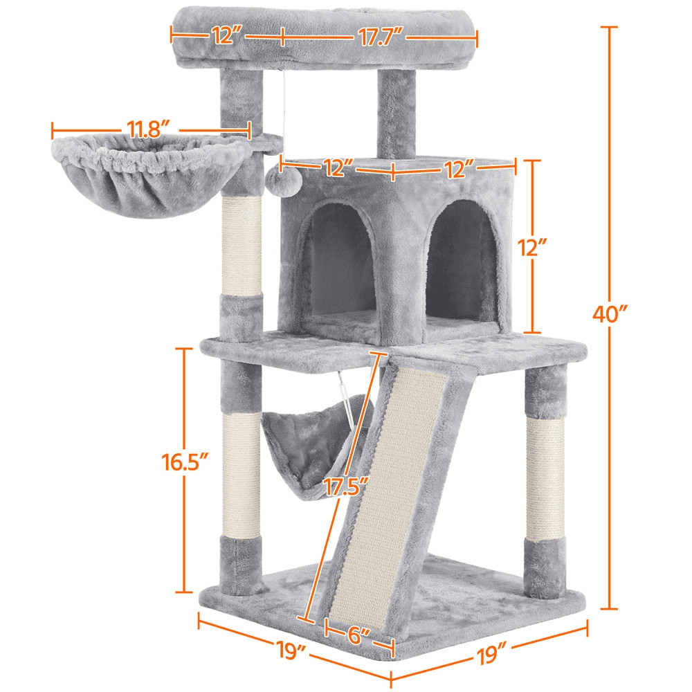 Multi-level Small Cat Tree Tower with Condo, Light Gray