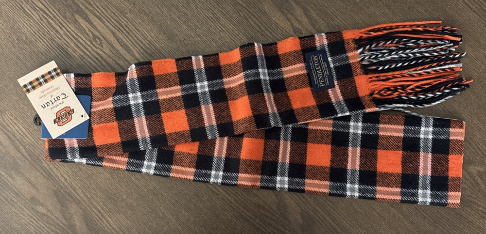 Oklahoma State University Tarten Plaid Pendleton Wool Scarfs