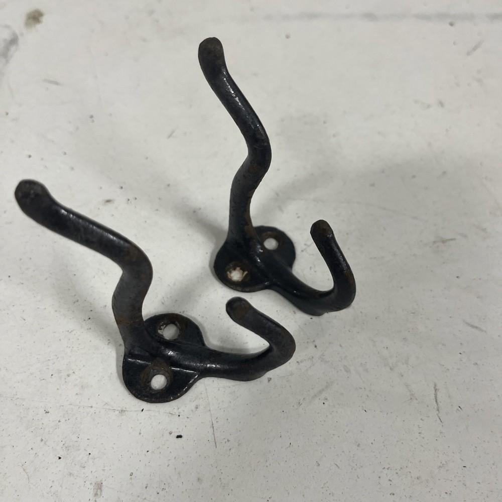 2 Antique Cast Iron coat Hooks 3x2.5”