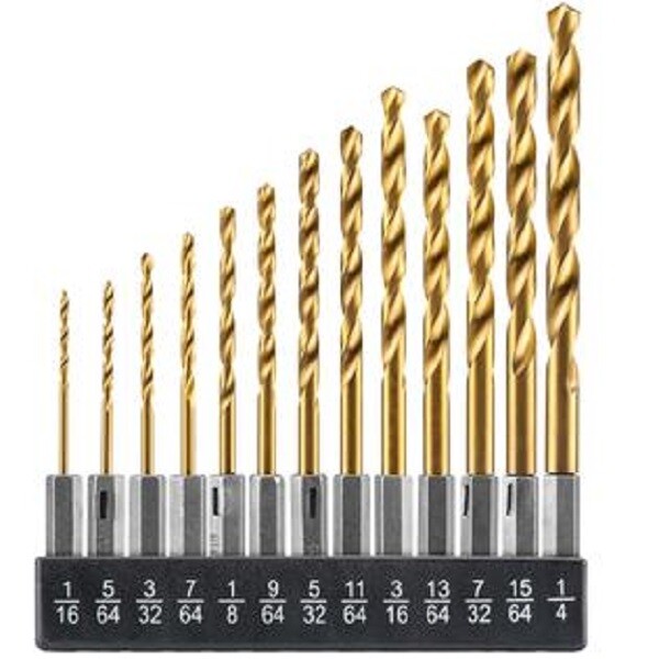 13pc Hex Shank Titanium Drill Bit Set (Quick Change)