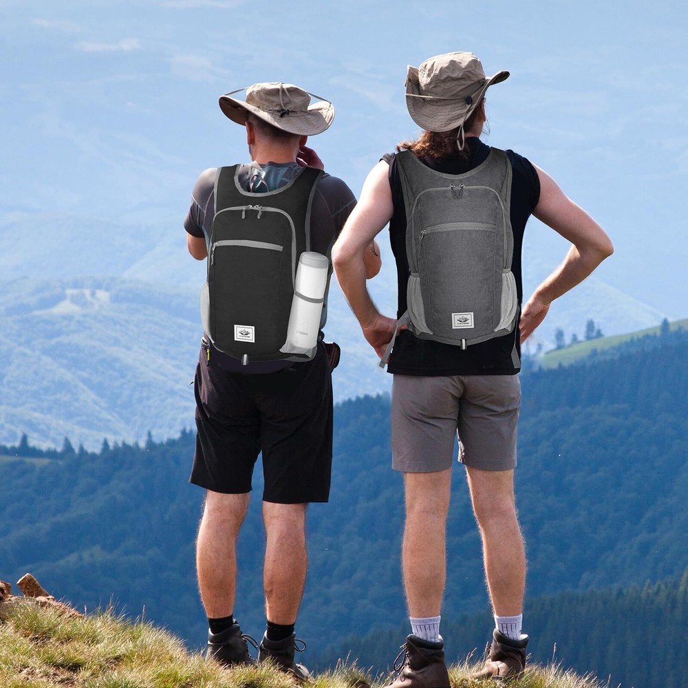 20L Black Lightweight Foldable Water Resistant Packable Small Hiking Backpack