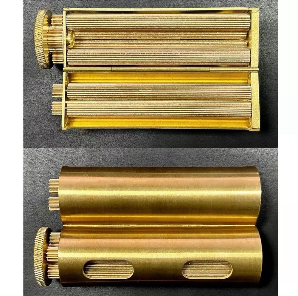 Solid Brass Round Cigarette Rolling Machine Manual Tobacco Roller 70mm Paper