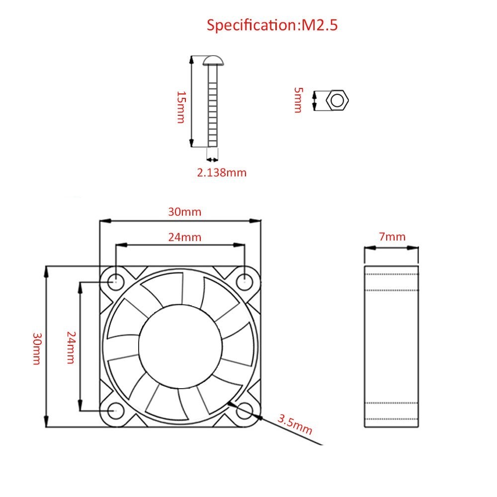 Raspberry Pi 4 Cooling Fan - 30x30x7mm Brushless CPU Fan (2-Pack)