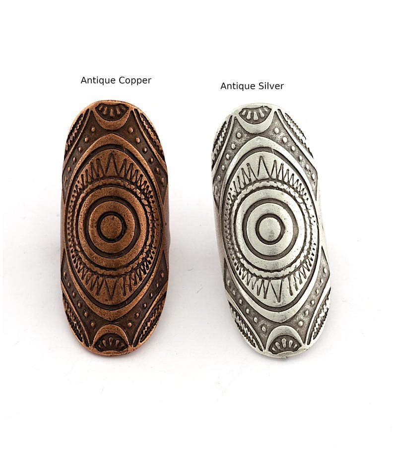 Boho Big Ring Adjustable Long Ring Raw brass-Antique Silver-copper-Bronze 2657