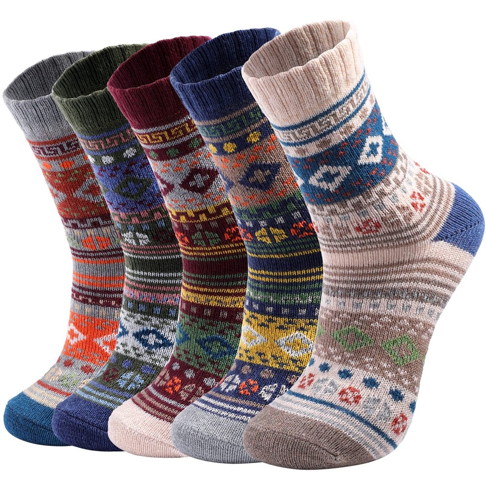 Nimalpal 5 Pairs Wool Socks - Boot 6-10, 5 Multicolor