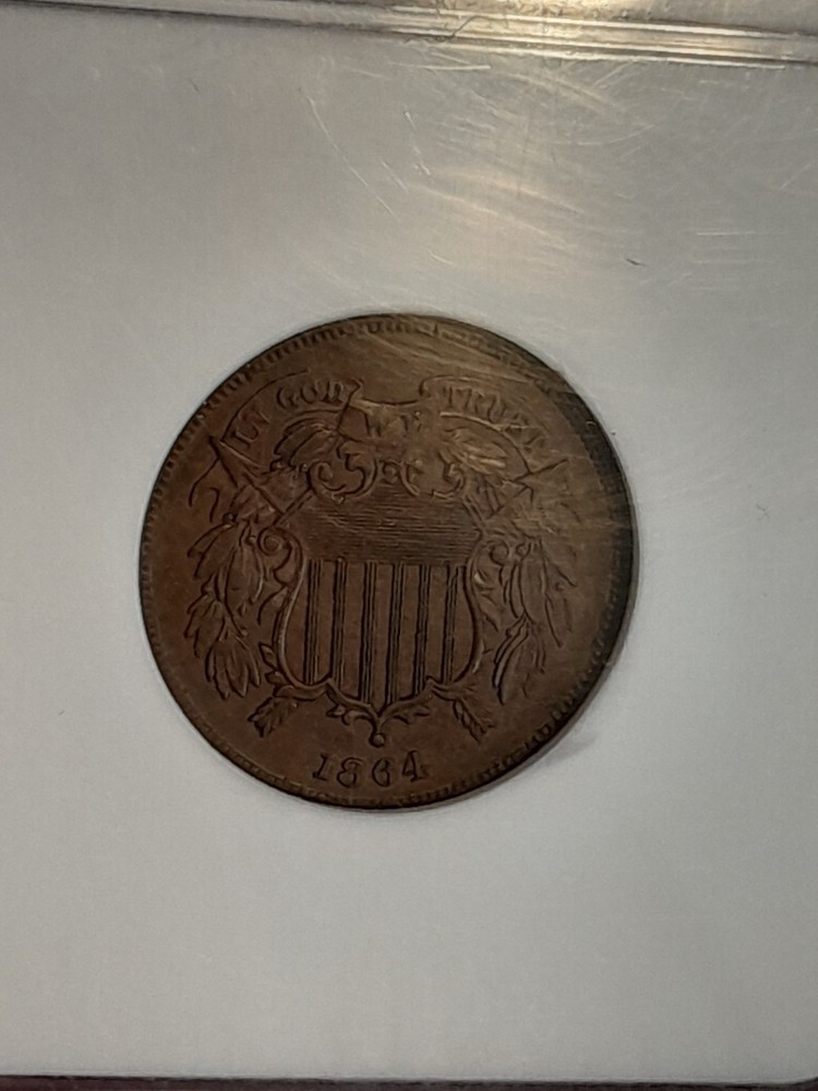 1864 Large Motto Two Cent Piece NGC MS62 BN