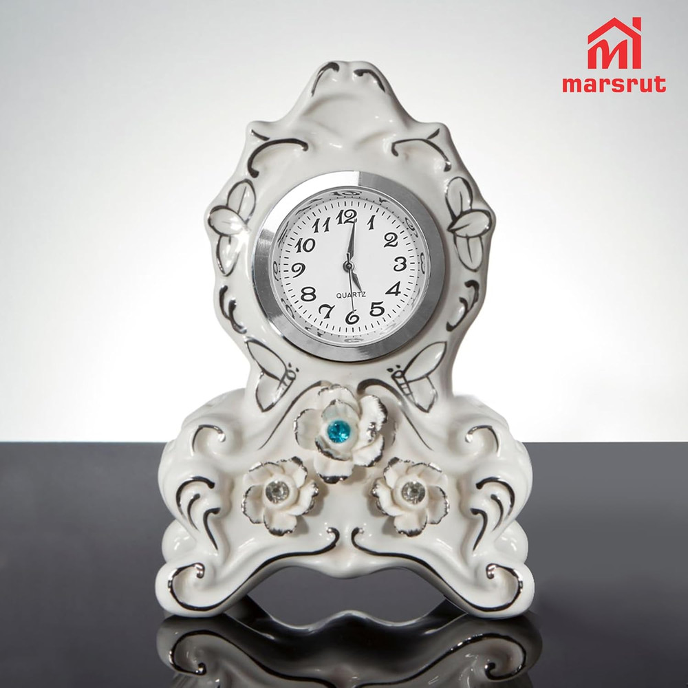 2PCS Mini Clock Insert Replacement, 35mm Fit, Roman Numeral Quartz with Silver B
