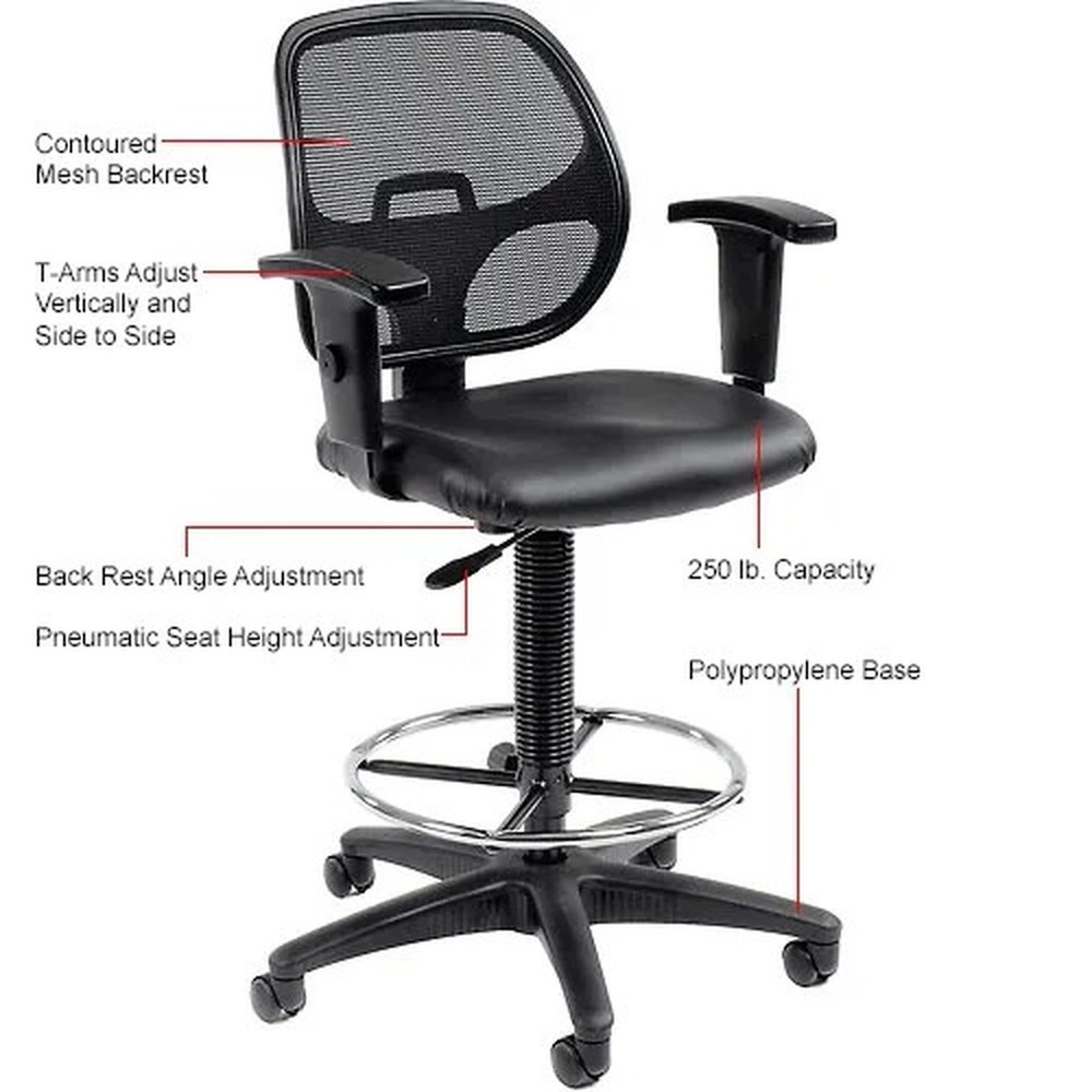 Interion? Vinyl Drafting Stool, Black