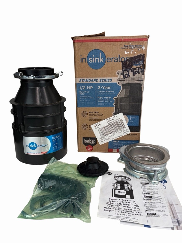 InSinkErator Badger 5XL Garbage Disposal 1/2 HP w/instructions