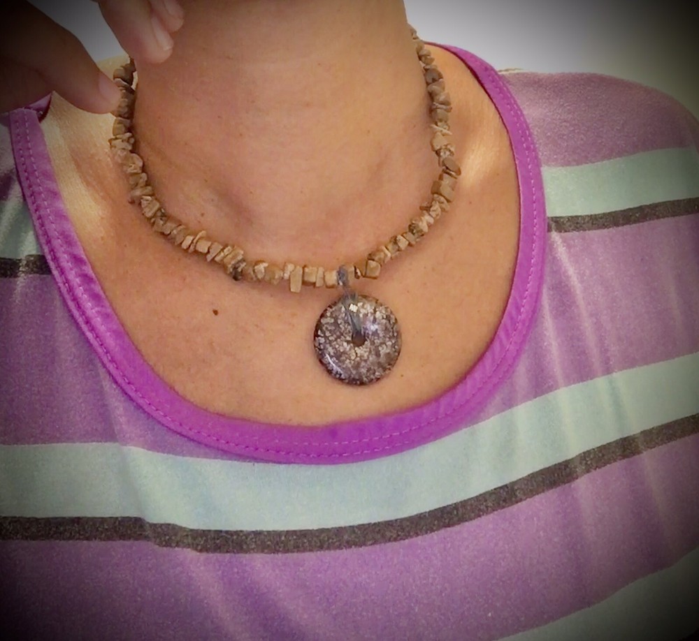 Handmade Brown Stone Beaded Wire Wrapped Necklace