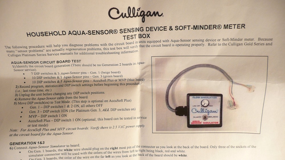 Culligan 01017705 Water Softener Aqua Sensor & Soft Minder Flow Meter Tester