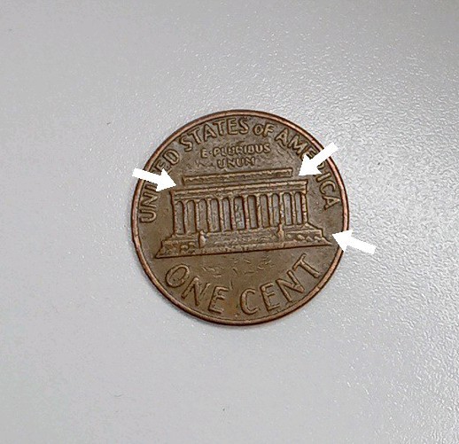 1969 D Lincoln Penny Floating Roof Missing FG Initials Error