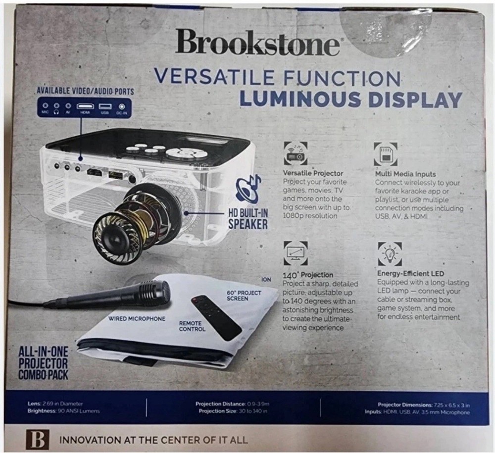 Brookstone Portable KARAOKE Projector Set Multimedia System Microphone Speaker