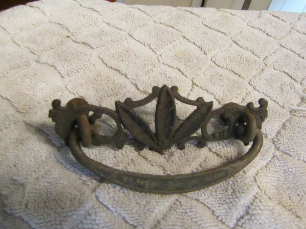 Antique Victorian Age Brass Drawer Pull Decorative Listing 5
