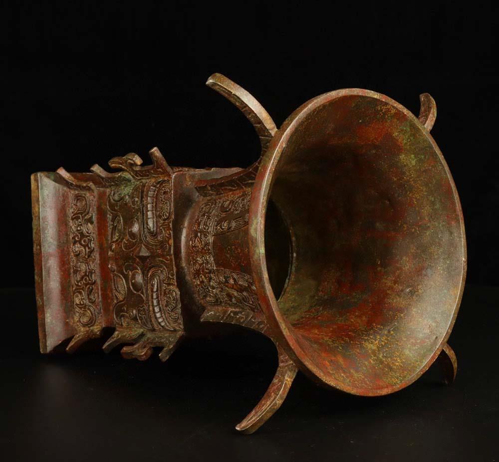 32CM Old Chinese Bronze Statue Zun Pot w/pattern N1763